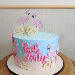 Bolo de chantininhoc – tema flamingo